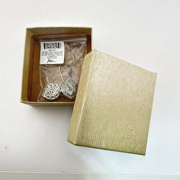 Sarda Sterling Silver Earrings Teardrop Filigree Pebbled Bali Scrollwork 925 JTV - Picture 11 of 11